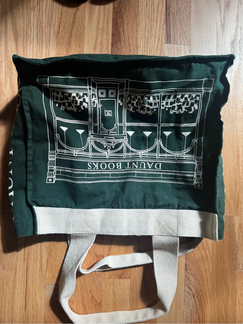 Daunt Books Green Canvas Tote with White Handles - Picture 6 of 7